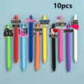 Set de 10 bolígrafos de gel de colores con bonitos dijes de silicona tema cheer papelería - Estilo 2 (10 Pcs)