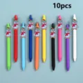 Colorful gel pen set with cute animal charms, 10pcs assorted colors for school and gift. - Penguin Style / 10 Pieces/Pack / Multicolor