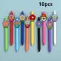 10pcs Cute Floral Patch Gel Pens Set Colorful Student Writing Stationery Gift Art - Style 1 (10-Piece Pack)