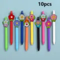 Colorful flower silicone charm gel pens set 10pcs, cute student writing stationery items. - Style 2 (10-Piece Pack)