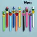 10pcs cute fruit silicone gel pen set colorful cartoon student stationery writing pens - Style 2