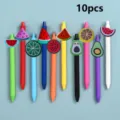 10pcs colorful gel pens set cute fruit cartoon charms student writing stationery gifts - Style 5