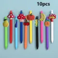 10pcs cute vegetable fruit silicone patch colorful gel pens set for kids school writing - Style 6