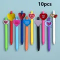 10pcs colorful gel pens set cute heart charms writing stationery student office supplies - Style 7 / 10 Pieces/Pack