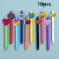 Set of 10 colorful gel pens with cute heart toppers, perfect for school and office writing. - Style 8 / 10 Pieces/Pack