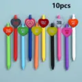 10pcs colorful gel pens set with cute heart shaped charms, smooth writing stationery for students. - Style 10 / 10 Pieces/Pack