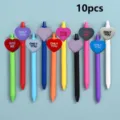 10pcs colorful gel pens set with cute heart shaped toppers student writing stationery supplies - Style 12 / 10 Pieces/Pack