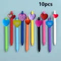 Colorful gel pens set of 10 pcs with cute heart shaped charms for student writing and school supplies. - Style 13 / 10 Pieces/Pack