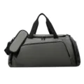 Gran bolsa de deporte gris de viaje con compartimento húmedo y seco, correa y asas. - Gris claro
