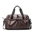 Bolsa de Viaje Deportiva Marrón Oscuro con Compartimento para Zapatos y Bolsillo Frontal - Champán