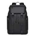 Mochila negra minimalista, impermeable y casual para hombre, ideal para viajes y trabajo. - Negro
