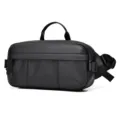 Bolso de pecho funcional impermeable negro para hombre, mochila cruzada versátil. - Negro