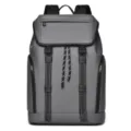 Mochila casual de negocios gris y resistente al agua con correas y cordón ajustable. - Gris