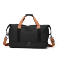 Bolso de Viaje Negro Gran Capacidad con Compartimento para Zapatos y Correa Marrón SKU - Negro