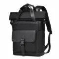 Mochila enrollable negra, elegante mochila de viaje de negocios multifuncional. - Negro