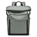 Men's Grey Roll-Top Backpack Waterproof Business Casual Travel Daypack with Laptop Compartment - Green