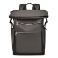 Men's roll-top business casual backpack, large capacity waterproof travel bookbag for men. - Coffee