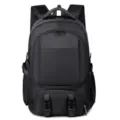 Gran mochila de viaje negra con múltiples bolsillos para uso exterior y diario. - Negro