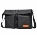 Bolso mensajero de nylon negro bolso cruzado casual elegante para hombre con bolsillos frontales - Negro