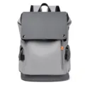 Mochila informal de negocios de cuero PU gris impermeable para hombre, bolso escolar de viaje. - Gris claro