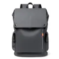 Mochila casual de cuero PU gris oscuro para hombre, bolso de viaje para negocios y trabajo. - Gris