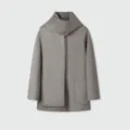 Women Grey Cashmere Wool Coat with Scarf Collar Autumn Winter Outerwear Elegant Chic - Mixed Grey