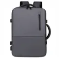 Mochila gris para portátil de negocios de cuero sintético gran capacidad multifunción para viajes - Gris