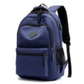 Mochila azul informal para estudiantes de gran capacidad para viajes diarios con USB - Azul oscuro (versión mejorada)