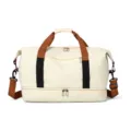 Segeltuch Reise Sporttasche mit Schuhfach, große Kapazität Fitness und Wochenendtasche für Damen Herren - Beige (Neutral / Ohne Logo)