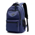 Casual blue school backpack large capacity student daily rucksack with multi compartments - Dark Blue (Standard Version)