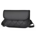 Bolso bandolera geométrico para hombre, elegante bolso de hombro negro con patrón de celosía. - Negro