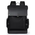 Elegante mochila negra para hombre, negocios y viajes, amplio compartimento para portátil y bolsillos. - Negro