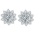 S925 Sterling Silber Moissanit Sonnenblume Ohrstecker zarter feiner Damenschmuck neu - 0,5 ct / Silber