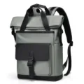 Mochila casual de negocios elegante e impermeable gris y negra, modelo versátil de viaje. - Verde