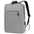Mochila para portátil gris de 17 pulgadas, gran bolsa escolar casual de negocios con puerto USB. - 17" / Gris claro