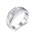 Klassischer 1ct Smaragdschliff Moissanit 925 Silber Herrenring Elegantes Design - US-Größe 11 (HK-Größe 24)