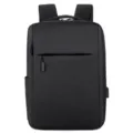Mochila negra de negocios informal con compartimento espacioso y bolsillo delantero diario. - Negro
