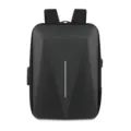 Black hard shell anti-theft backpack with password lock and USB port for daily business travel. - Black