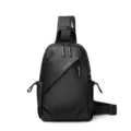 Bolso cruzado de hombre de tela oxford impermeable mochila de pecho deportiva informal - Negro