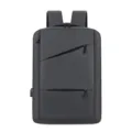 Mochila para portátil de negocios minimalista gris oscuro con bolsillos y correas dobles. - Gris