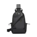 Bolso cruzado negro para hombre elegante, bandolera de pecho impermeable, bolso casual. - Negro