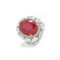 S925 Silber Ovale Erstellt Rubin Edelstein Cluster Ring Luxus Damen Schmuck Geschenk - US 6.5 / Rot