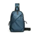 Bolso de pecho elegante para hombre de nailon impermeable mochila cruzada casual. - Azul