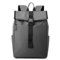 Mochila gris roll-top elegante impermeable bolso escolar casual de día con hebilla y bolsillo - Gris oscuro