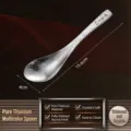 Grande cuillère à soupe en pur titane avec texture de cristal, vaisselle durable pour la maison. - Tout Argent