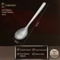 Cuillère en pur titane à long manche texture cristal cuillère à dîner vaisselle durable - Tout Argent