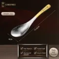 Cuillère en titane pur texturée cristal cuillère à soupe de luxe épaissie vaisselle portable - Manche Doré