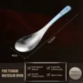 Cuillère en pur titane vaisselle de luxe ménage cuillère à soupe en alliage léger - Poignée bleue