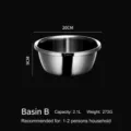 Stainless steel multi-purpose mixing bowl 20cm kitchen basin for food prep and washing. - Basin B 2.1L (20cm)