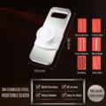 Stainless steel multi-functional vegetable slicer with interchangeable blades for kitchen use. - Multifunctional Slicer / Red